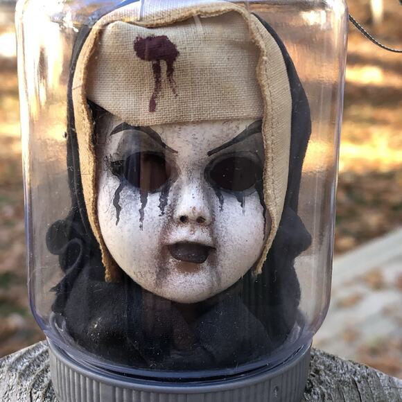 OOAK Creepy Odd Horror Nun Doll Head Scary Christmas Decor Gothic Tree Ornament - Picture 5 of 5